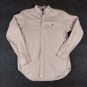mens polo Ralph lauren button down shirt Pink-plaid classic fit 15 1/2 - 34/35